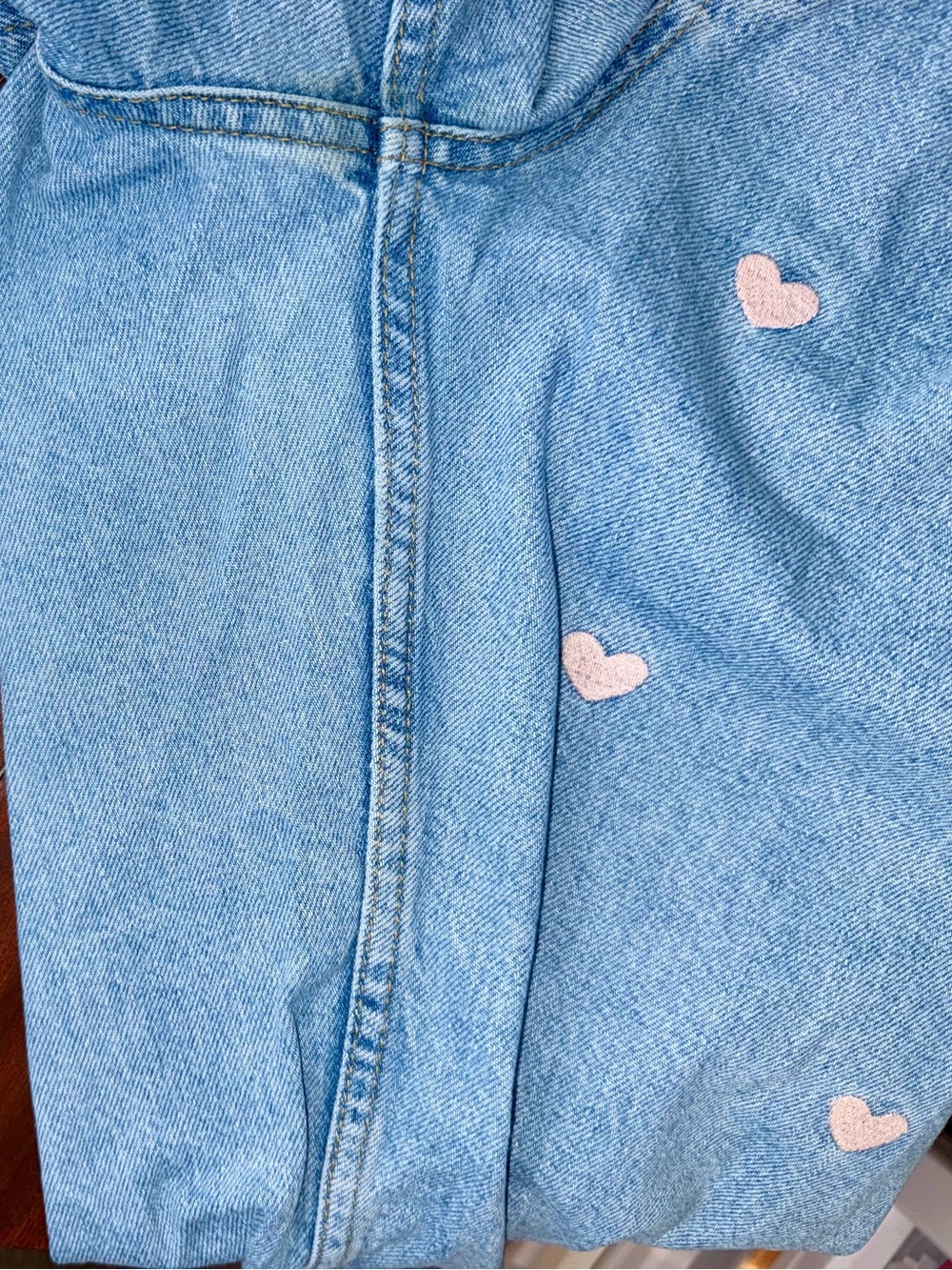 Francesca's Collections Light Blue Straight-Leg Jeans with Pink Heart - Picture 8 of 11